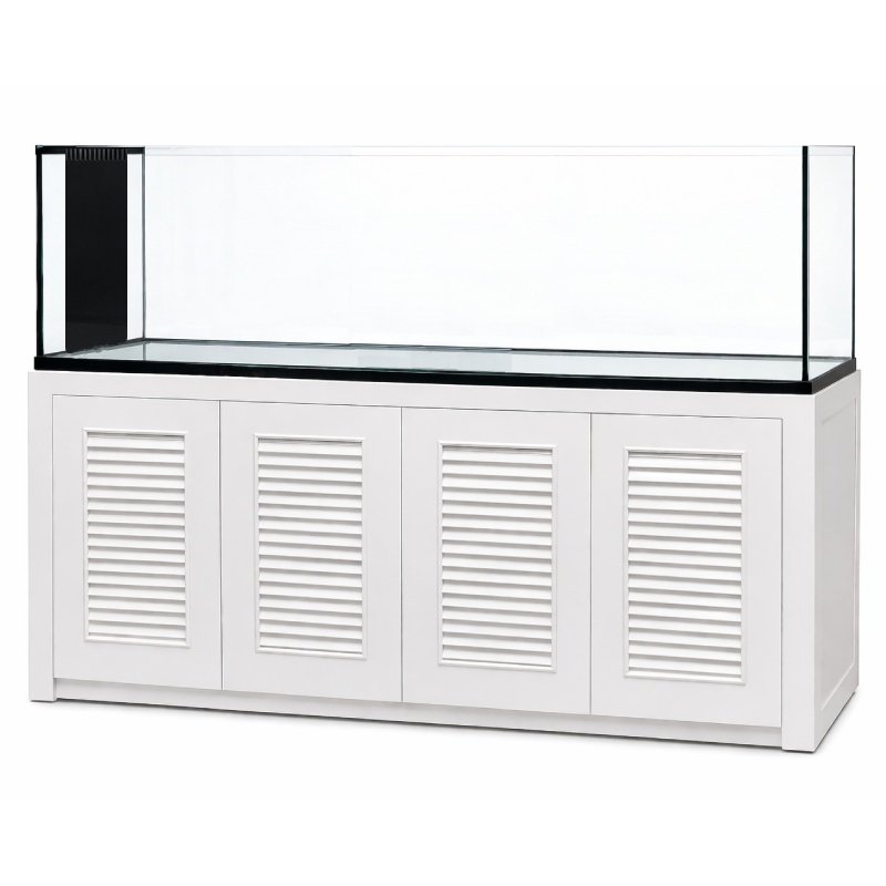 180 GAL 72X24X24 Peninsula Style Starphire Glass-White Wood Stand, Aluminum Frame