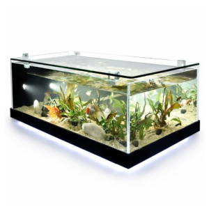 270 GALLON 84X48X16 CUSTOM STARPHIRE GLASS COFFEE TABLE