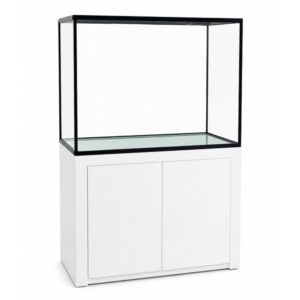 190 GAL 48X30X30 STARPHIRE GLASS- WHITE WOOD STAND, ALUMINUM FRAME