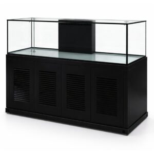 270 GAL 72X36X24 STARPHIRE GLASS, VIEWABLE 4 SIDES- BLACK WOOD STAND ALUMINUM FRAME