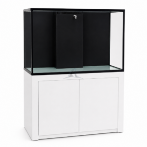 190 GAL 48X30X30 STARPHIRE GLASS- WHITE WOOD STAND, ALUMINUM FRAME