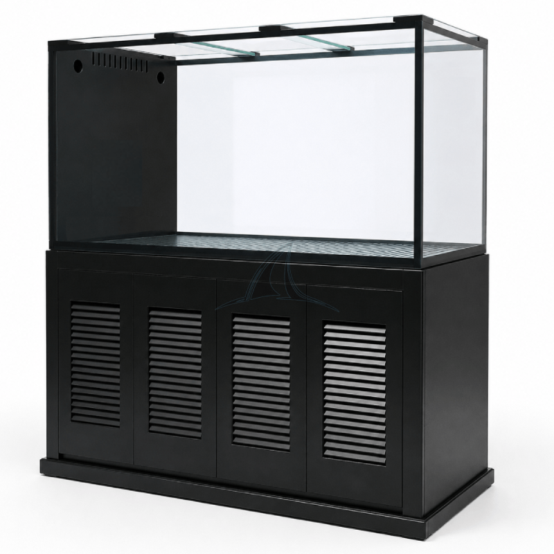 400 GAL 72x36x36 Peninsula Low Iron Glass- Black Wood Stand, Aluminum Frame